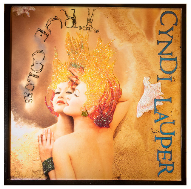 Glittered Cyndi Lauper True Blue single Album Contemporary Artwork