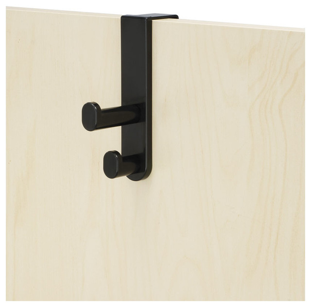Over the Door Double Hook (Qty 6) Black Modern Wall Hooks