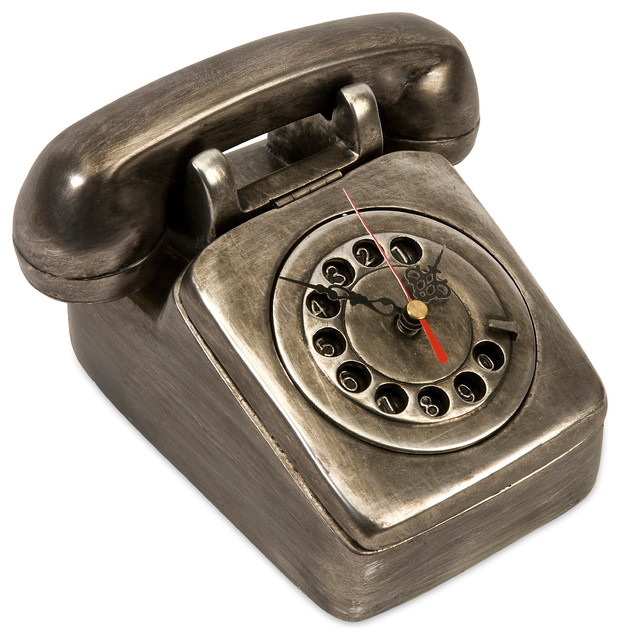 Vintage Telephone Clock Box Eclectic Desk And Mantel Clocks by