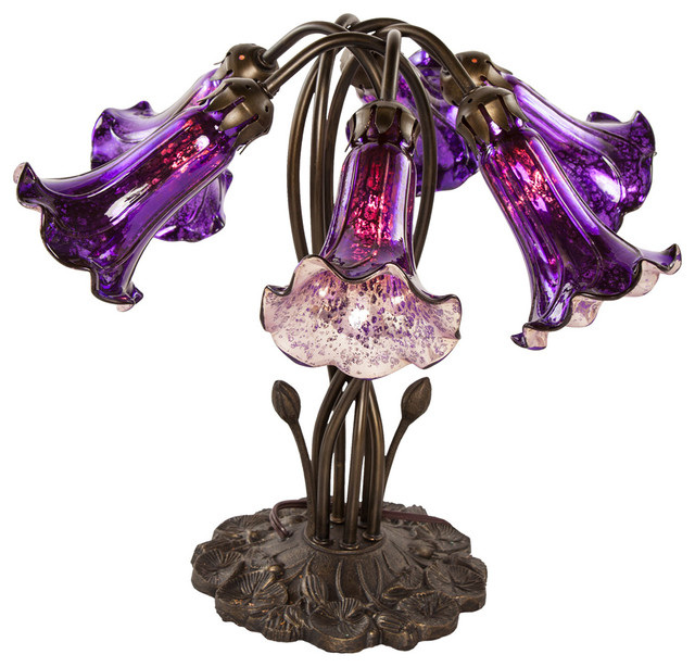 16.75" Mercury Glass 6Lily Downlight Accent Lamp Traditional Table