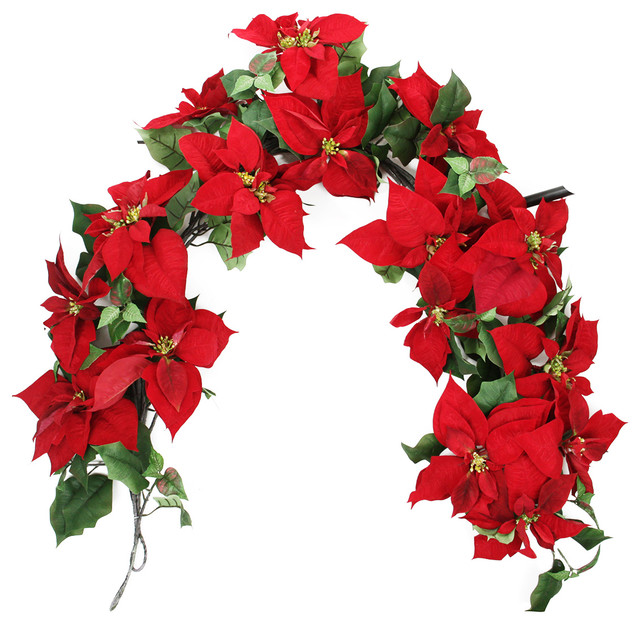 majestic poinsettia flowers artificial christmas garland majestic poinsettia flowers artificial christmas garland