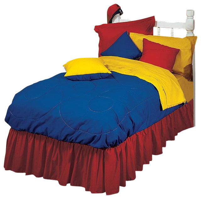 Primary Colors Fitted Bunkbed Comforter, Yellow and Blue, Full Modern