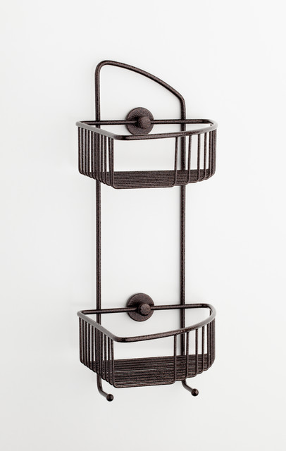 No Drilling Required Corner Shower Caddy Bronze