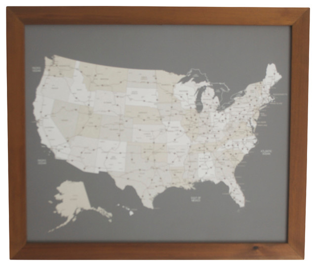 Map United States Framed United States Push Pin Travel Map with Handcrafted Wood Frame 26.5" X 22.5" traditional