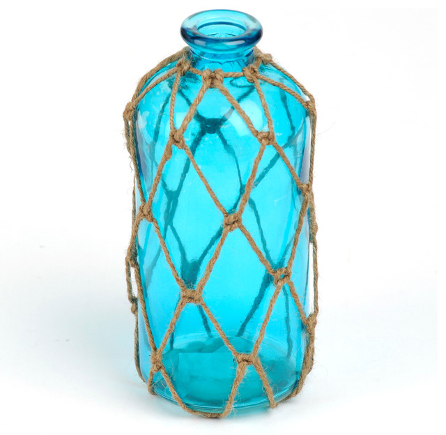 Blue JuteWrapped Glass Vase Beach Style Vases nashville by