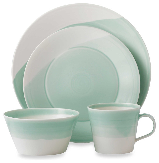 Royal Doulton 16 Piece Set, Green Beach Style Dinnerware Sets by