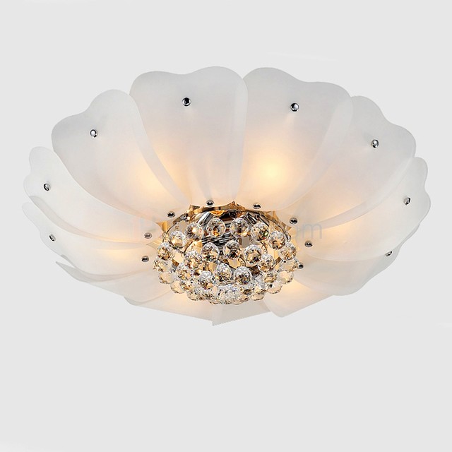 Scallop Flush Mount with Crystal Balls & Glass Pieces Modern Flushmount Ceiling Lighting