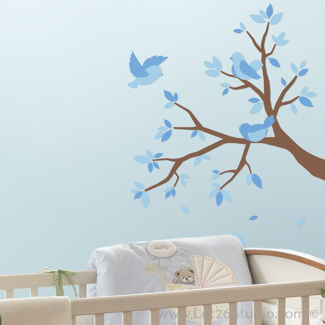 Blue Sweet Birds & Branches Wall Decals wall-decals