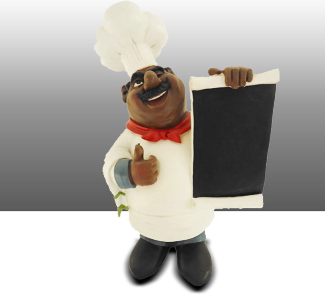 Chef Kitchen Statue With Menu Board Table Art Decor Traditional