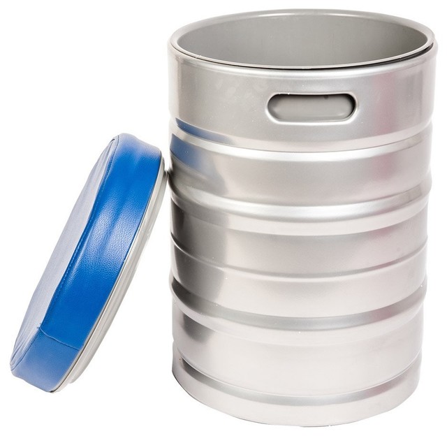 HIO 45 Qt Beer Keg, Round Cooler Bar, Stainless Steel Contemporary