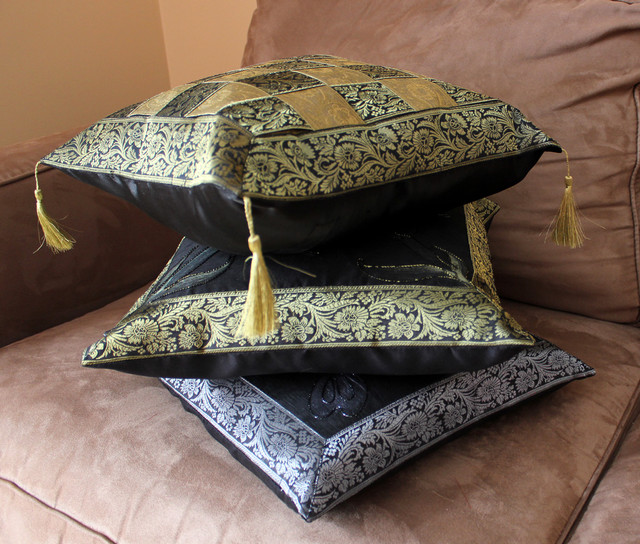 Fun Decorative Pillow Combinations - Asian - Decorative Pillows - boston - by Banarsi Designs