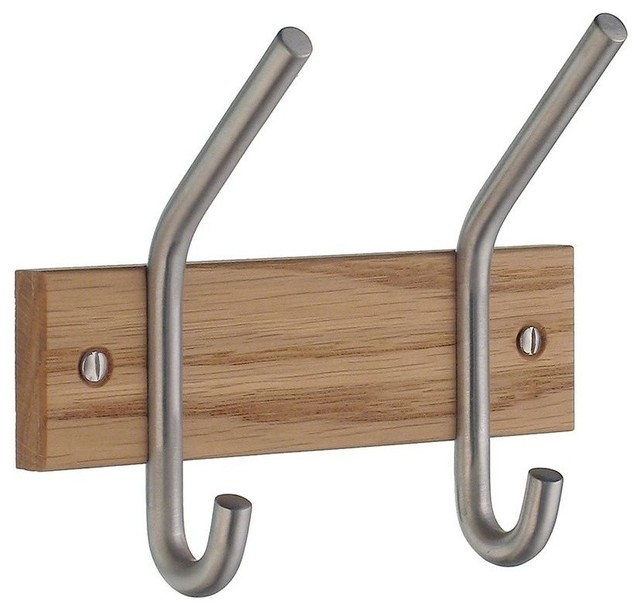 Coat and Hat Rack in Brushed Chrome Finish Contemporary Wall Hooks