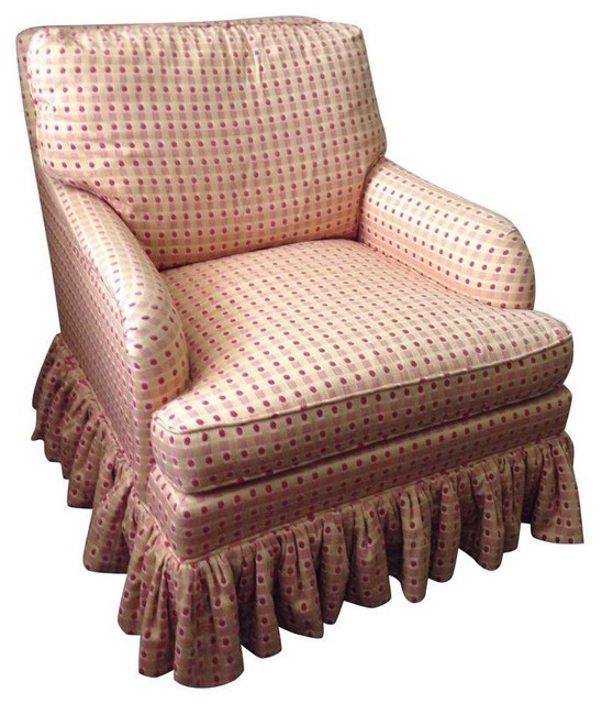 Upholstered Skirted Club Chair Transitional Armchairs And Accent Chairs by Chairish