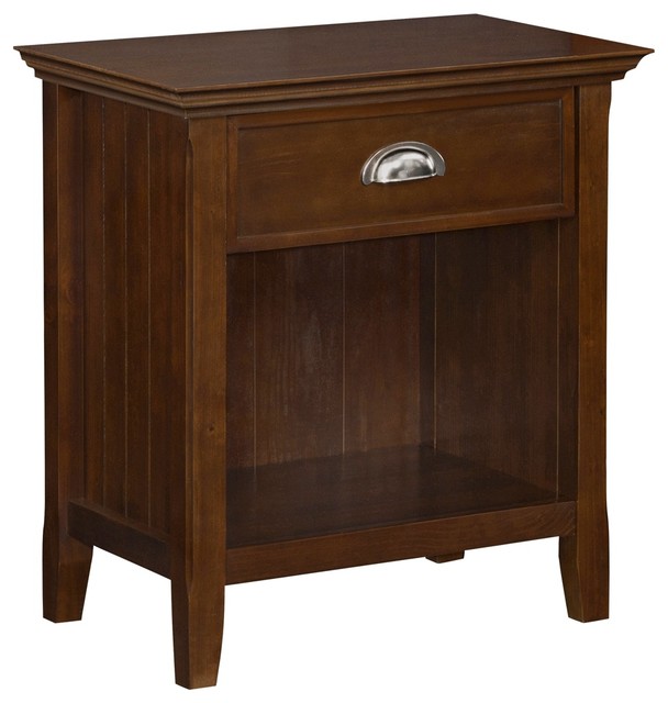 Acadian Dark Brown Pine 1Drawer Bedside Accent Table Rustic