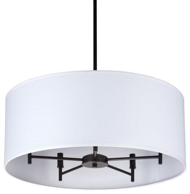 Walker 5Arm Chandelier Drum In Oil Rubbed Bronze Finish With White