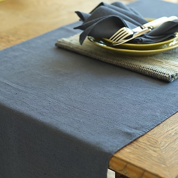 French blue lara linen table runner Contemporary Table Runners by
