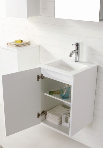 Wall Hung White Vanity  Aspen 400 contemporarybathroomvanitiesand 