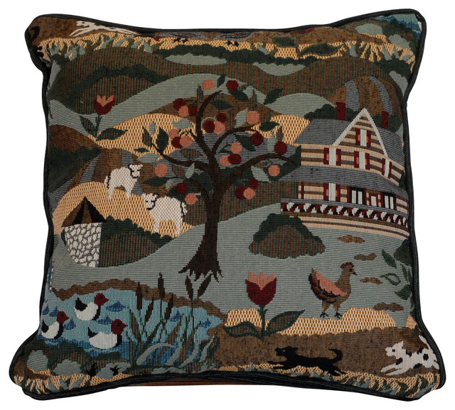 Country Farm square 17x17 throw pillow, Rich Brick Red farmhouse-decorative-pillows