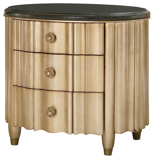Oval Nightstand with Granite Top Contemporary Nightstands And