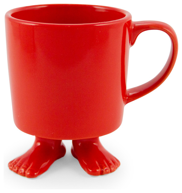Footed Coffee Mug, Red Eclectic Mugs by Dylan Kendall Home