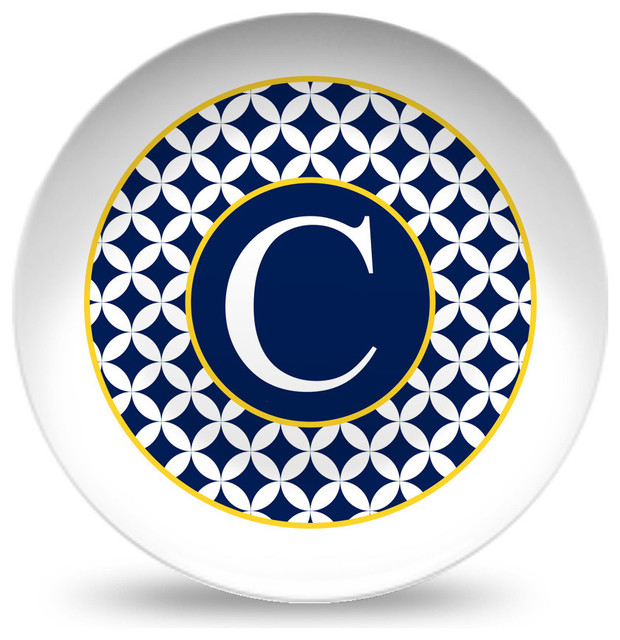 Personalized 10" Plate, Circle Monogram, Initial B Modern Dinner