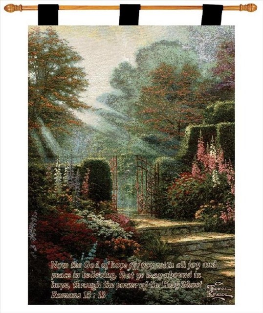 Thomas Kinkade Garden of Grace Tapestry Wall Hanging 36 In. X 26 In