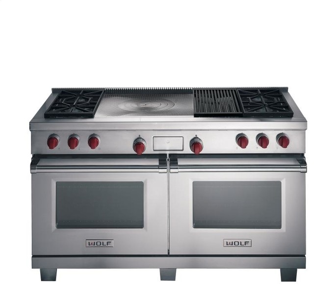 Wolf 60" Dual Fuel Range - 6 burners, Double Griddle - Gas Ranges And