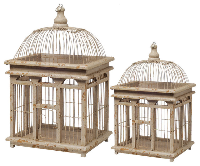 Rectangular Bird Cages, 2Piece Set Contemporary Bird Houses by