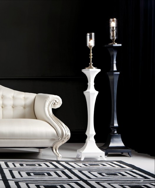 White Floor Candle Holder Small 42"H Modern Candle Holders and