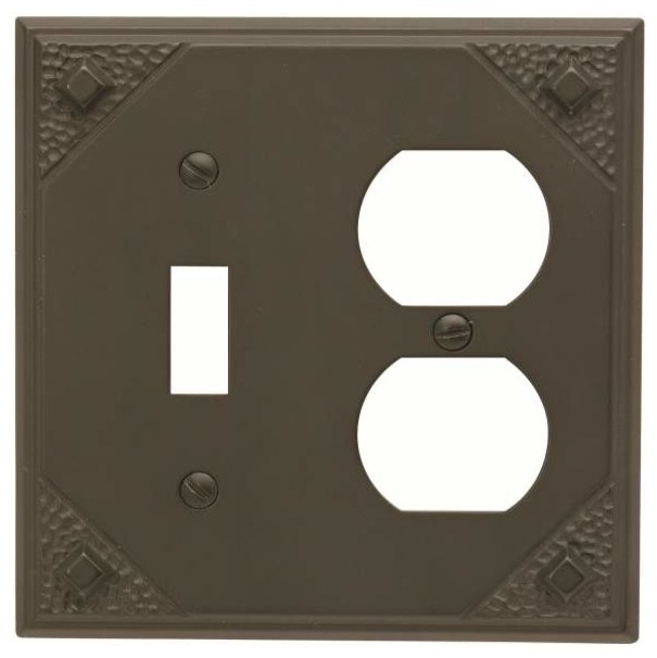 Atlas MccoO Craftsman Combination Outlet Switch Plate Aged Bronze