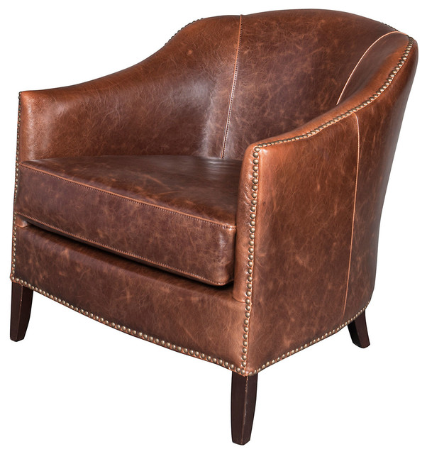 Madison Leather Club Chair, Saddle Contemporary Armchairs And Accent Chairs