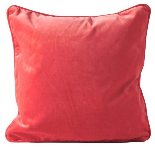 Coral Velvet Pillow Contemporary Decorative Pillows by The Paris