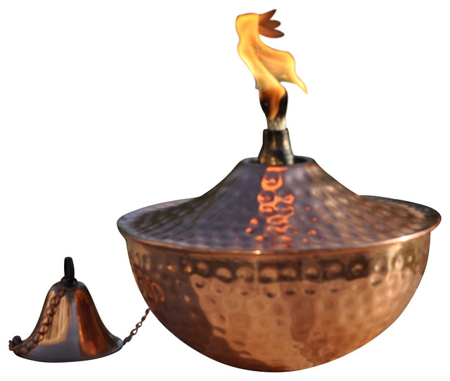 Maui Grande Tabletop Hammered Copper Transitional Tiki Torches by