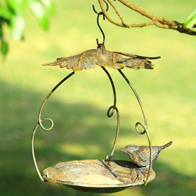 Sparrow and Leaf Bird Feeder Eclectic Bird Feeders atlanta by