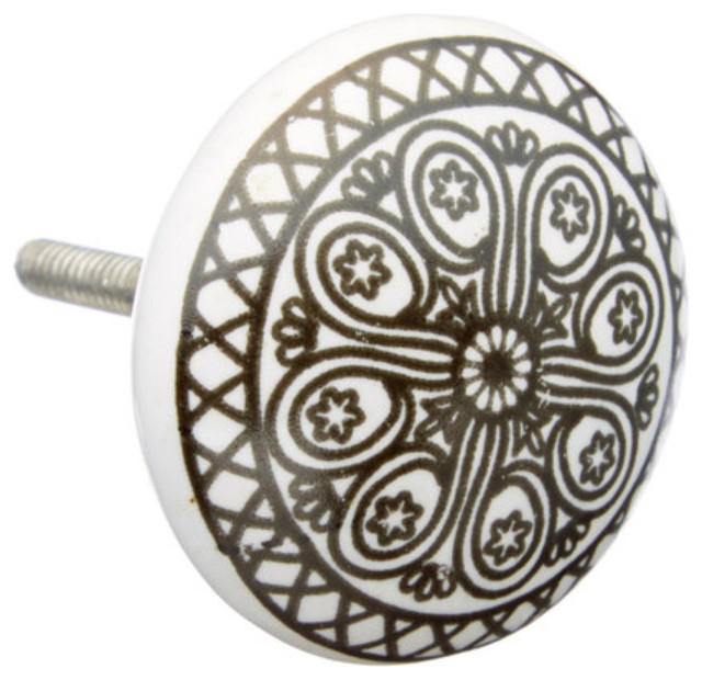 Black Wheel Flat Knob, Set of 8 Farmhouse And Drawer Knobs