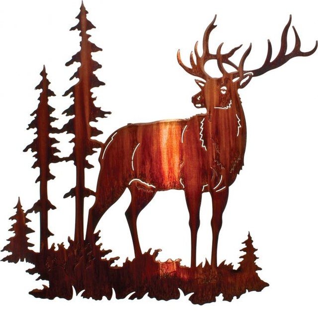 Rustic 24" Majestic Bull Elk Metal Wall Art Rustic Artwork by