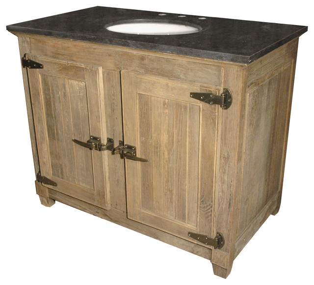 Perron French Country Reclaimed Elm Blue Stone Single Bath Vanity Sink