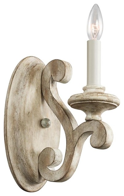 One Light Distressed Antique White Wall Light rustic-wall-sconces