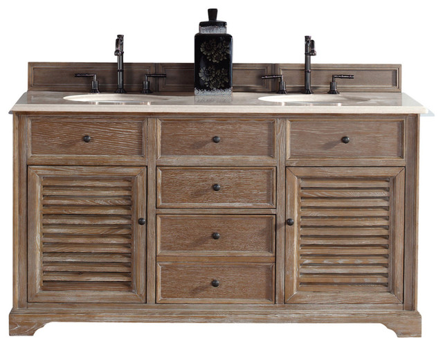 Savannah 60" Double Sink Vanity, Driftwood Finish - Rustic - Bathroom Vanities And Sink Consoles ...