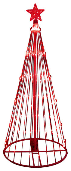 LED Light Show Cone Christmas Tree Lighted Yard Art Decoration, Red, 6' - Contemporary - Outdoor ...