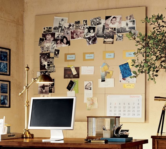 Modular Linen Pin Board Tiles, Set of 4 Contemporary Bulletin