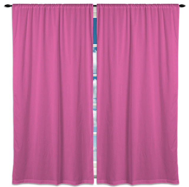 Light Pink Solid Color Stripes Window Curtains, 80x63 Modern