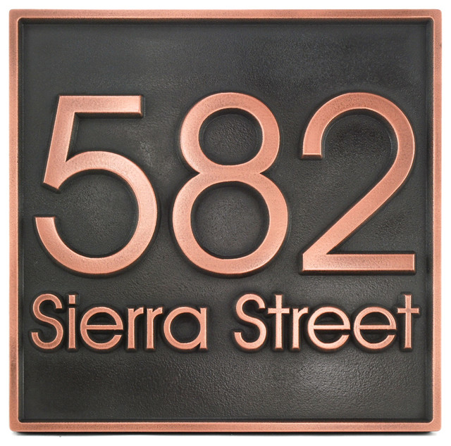 Modern Advantage Address Plaque 13"x13", Copper Patina, Raised