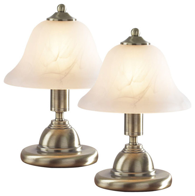 Antique Brass Twinpack Touch Lamps Gloucester Range Traditional