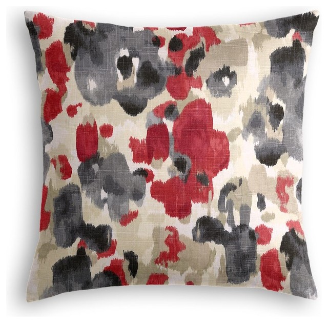 Gray and Red Watercolor Throw Pillow - Contemporary - Decorative Pillows - by Loom Decor