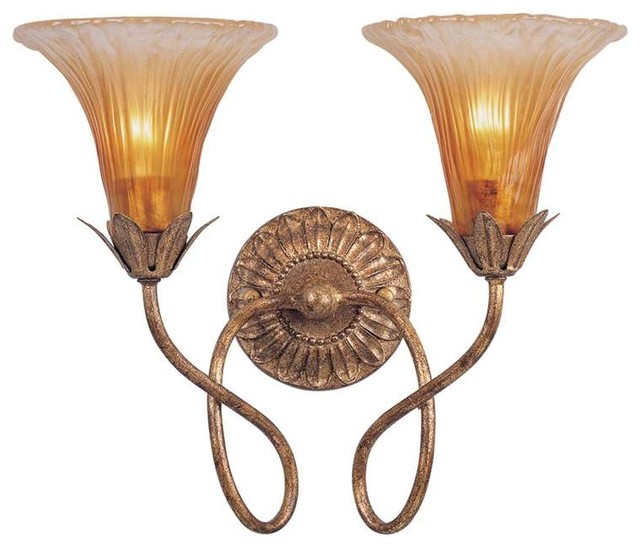 Crystorama European Classic Mouth Blown Glass Gold Leaf Sconce - Traditional - Wall Sconces - by ...