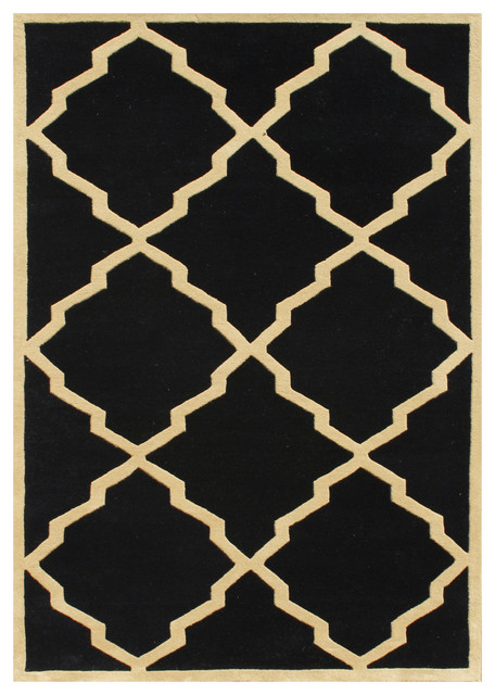 Black and Tan Contemporary Rug., Tan, Black, 8x10 - Traditional - Area Rugs - by Alliyah Rugs, Inc.