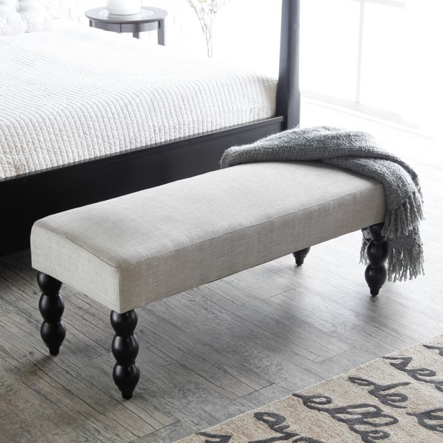 Altea Upholstered Bedroom Bench Linen Sand Modern Upholstered