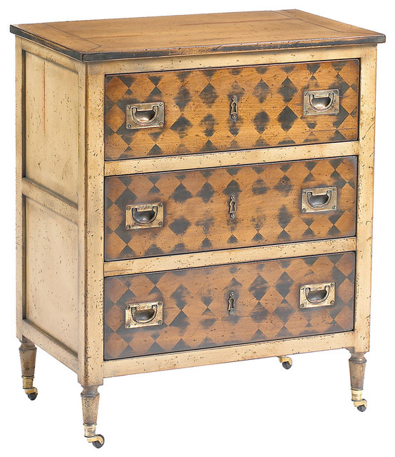 Maison 23" Chest, Beige/Distressed Black Contemporary Nightstands