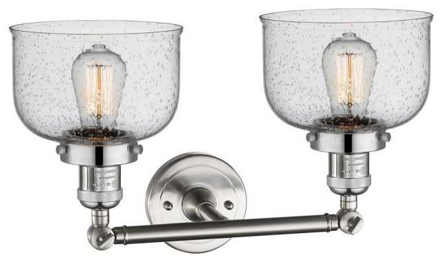 Innovations Large Bell 2 Light Bathroom Fixture Brushed Satin Nickel